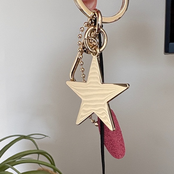 Furla Gold and Burgundy Star Key Holder Bag Charm - Picture 5 of 6